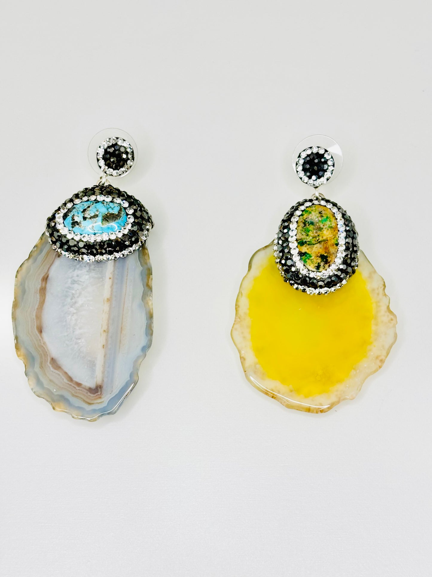 925 Sterling Silver Gem and Crystal Single drop Earrings